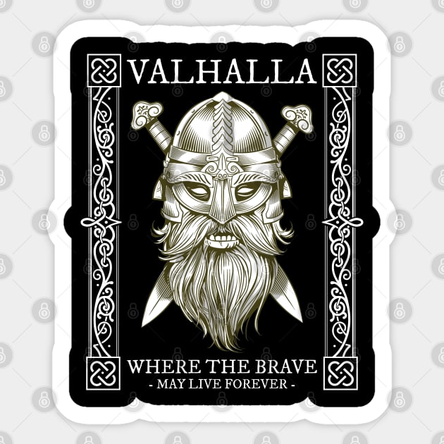 Viking Warrior - Valhalla Sticker by BearCaveDesigns